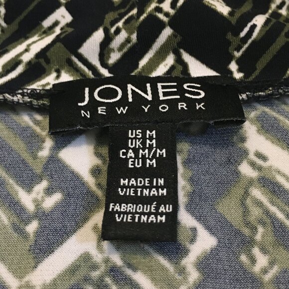 Jones New York Abstract Herringbone Pintuck Collar Sleeveless Blouse - Picture 9 of 15